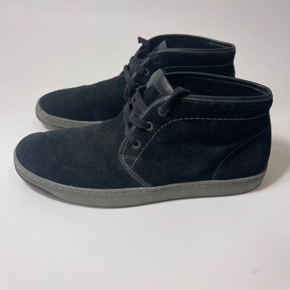 Johnston & Murphy McGuffey Suede Leather Lace Up Chukka Boots, Black, Size 10.5